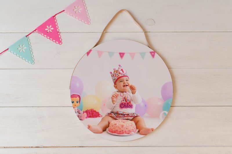 caja magic con foto de cumpleaños de bebé